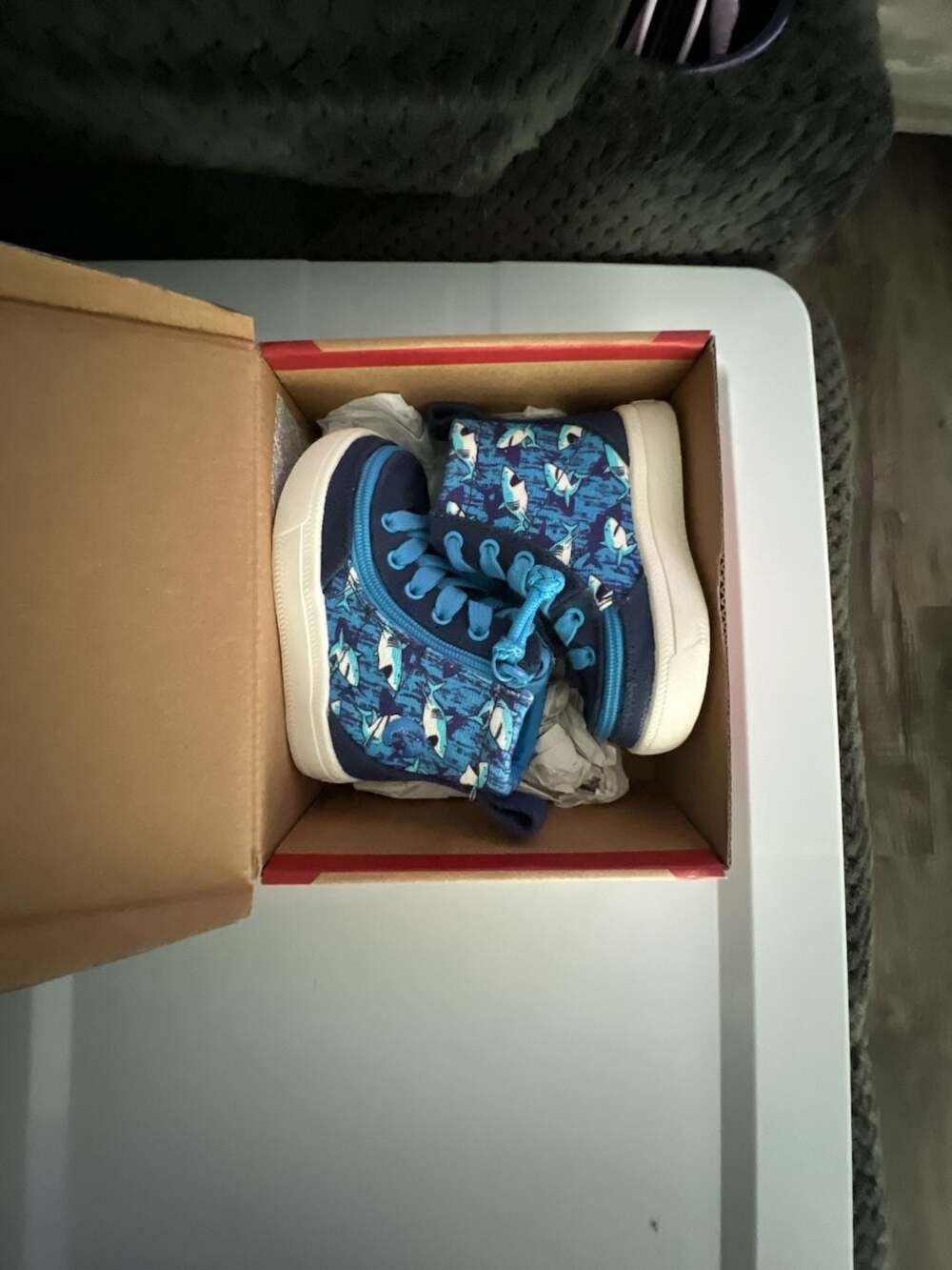 BILLY Footwear Classic Lace High Top Sneakers - Blue Sharks (Toddler Size 5)